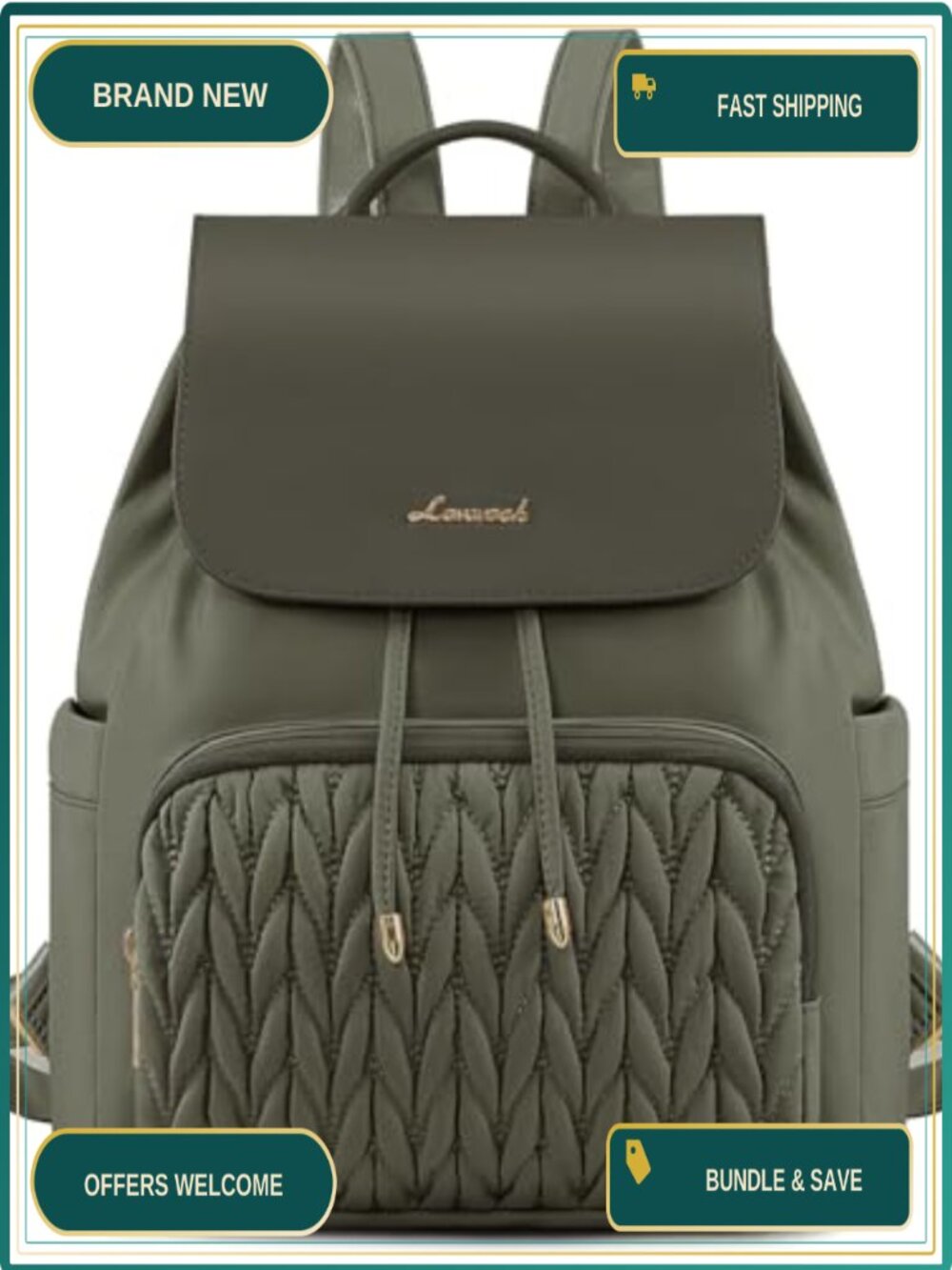 Quilted Water Resistant Mini Backpack Purse Fits 11 Inch Tablet Everyday Travel